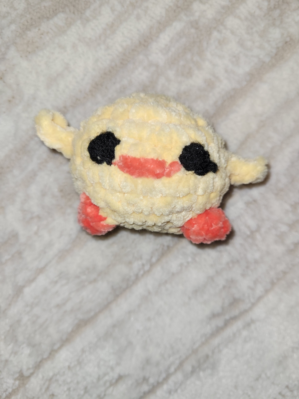 Plush Yellow and Coral Smiling Stuffed Toy for Kids